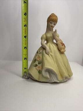Vintage Girl Small Female Figurine Made of Bisque Porcelain 6”